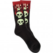 Zero 3 Skull Blood Crew Socks Black/Glow 1pr Zero 3 Skull Blood Crew Socks Black/Glow 1pr